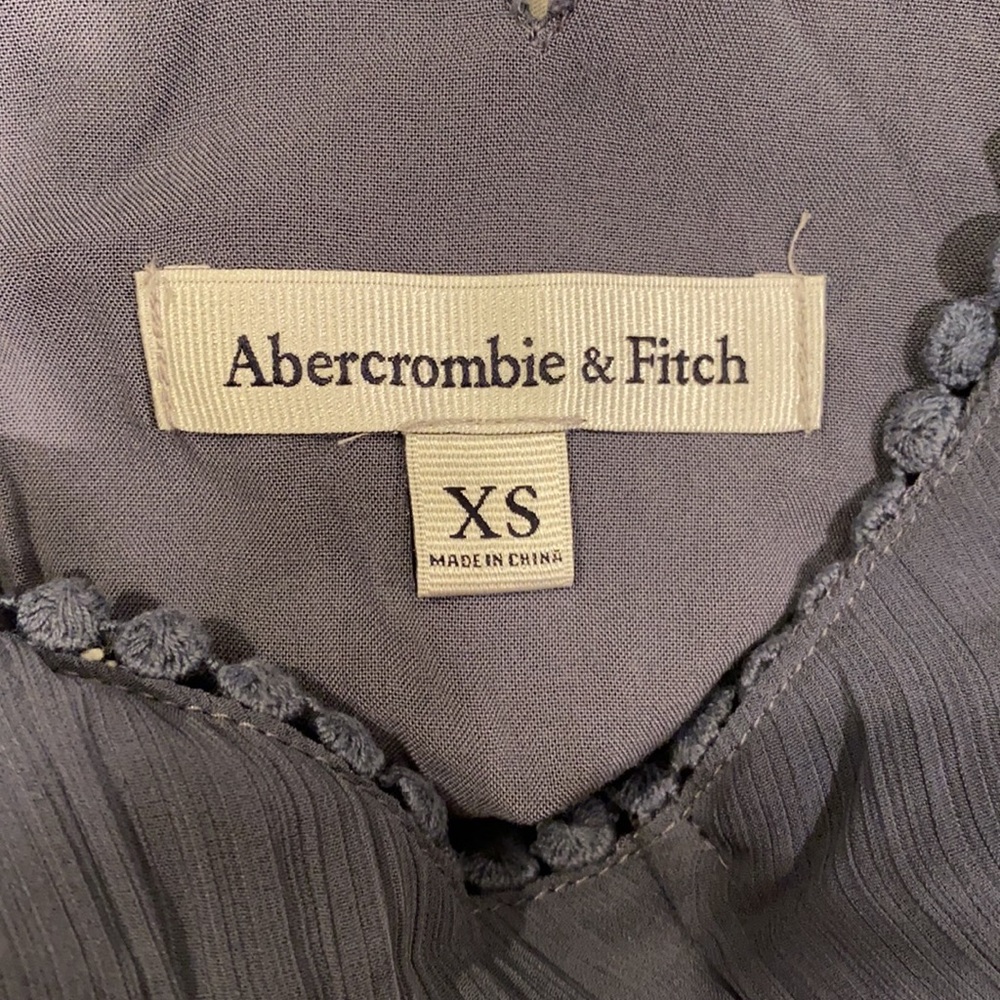 A&F Chiffon High Neck Navy Skater Dress - Picture 7 of 9